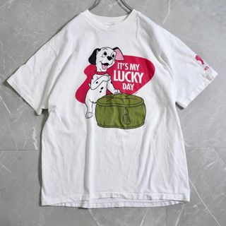 ヘインズ(Hanes)のヘインズ　90s プリントTシャツ　101匹わんちゃん　白　Lサイズ(Tシャツ/カットソー(半袖/袖なし))