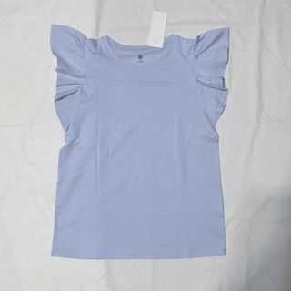 ユニクロ(UNIQLO)の【新品・未使用】160　UNIQLO　スムースコットン　フリルTシャツ　半袖(Tシャツ/カットソー)