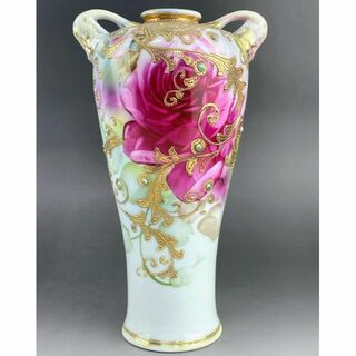 ノリタケ(Noritake)のオールドニッポン 薔薇図花瓶、リヤドロ キジバトセット(花瓶)