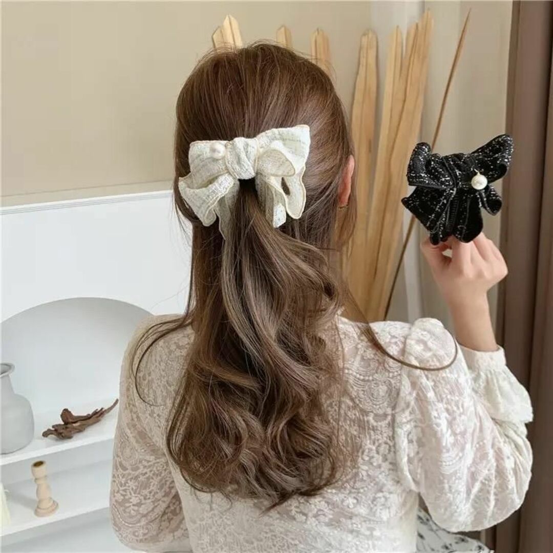 ヘアバンドヘアクリップバナナクリップリボンパール - ヘアピン