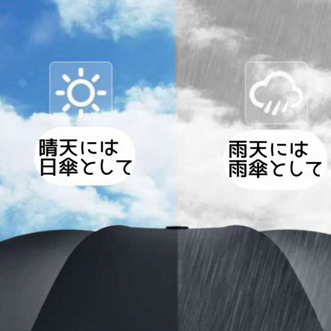 晴雨兼用 折りたたみ傘 ワンタッチ ブラック 黒 日傘 自動開閉 UVカット レディースのファッション小物(傘)の商品写真