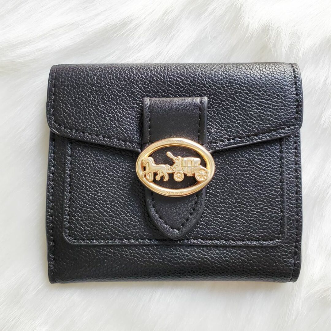 【コーチ】COACH 二つ折り財布 ジョージア 財布 黒 6654 美品・中古