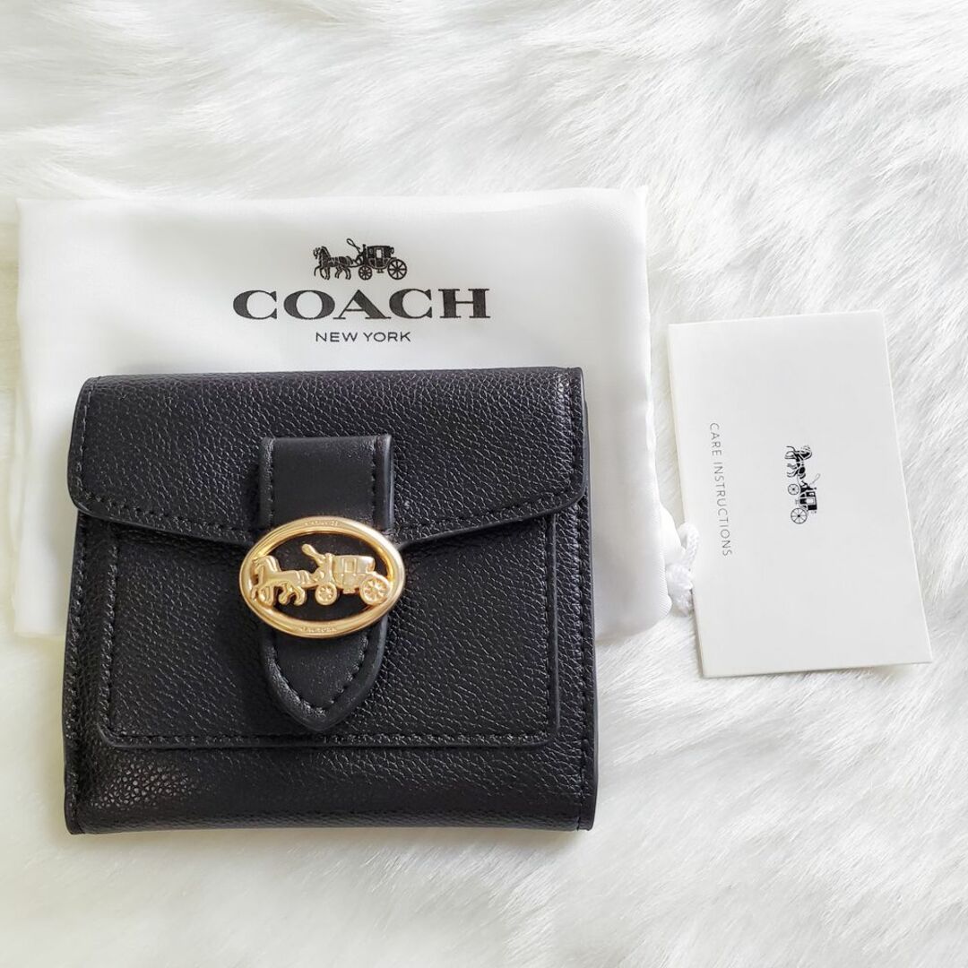 【コーチ】COACH 二つ折り財布 ジョージア 財布 黒 6654 美品・中古