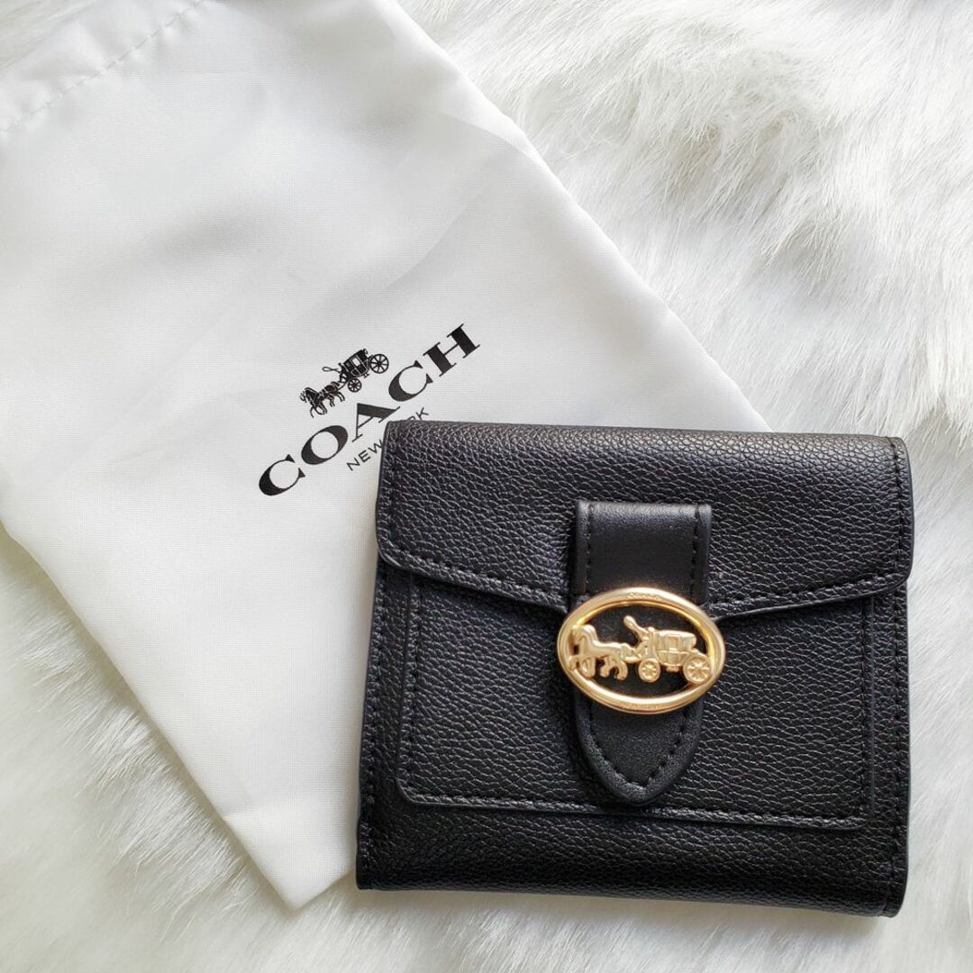 【コーチ】COACH 二つ折り財布 ジョージア 財布 黒 6654 美品・中古