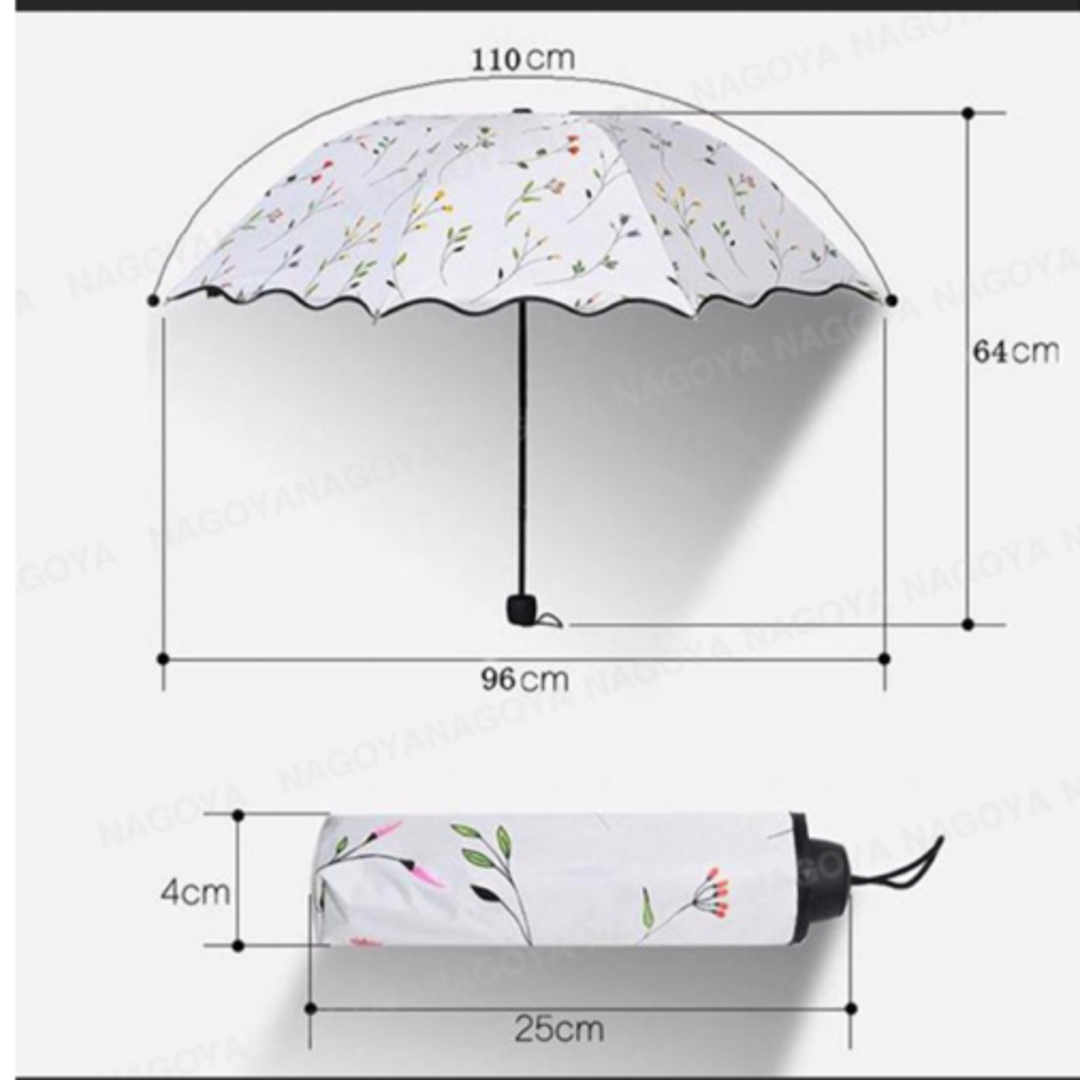 春夏新作モデル 日傘 花柄 晴雨兼用 折りたたみ傘 遮光 軽量 ホワイト