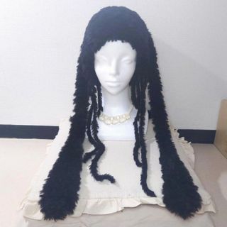 『ふわふわうさ耳ニット帽〈黒うさ〉』ハンドメイド　うさ耳帽子　ニット帽　うさぎ