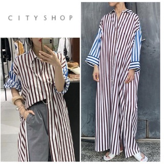 CITYSHOP - cityshop ストライプシャツワンピースSTRIPE SHIRT DRESSの ...
