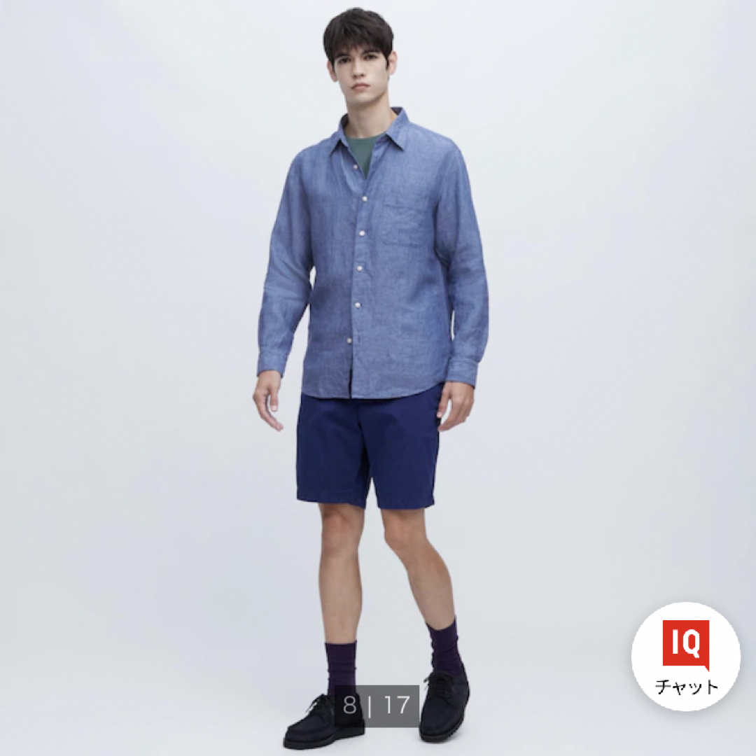 UNIQLO(ユニクロ)の【二度程着用】ユニクロ　プレミアムリネンシャツ　XL  ブルー メンズのトップス(シャツ)の商品写真