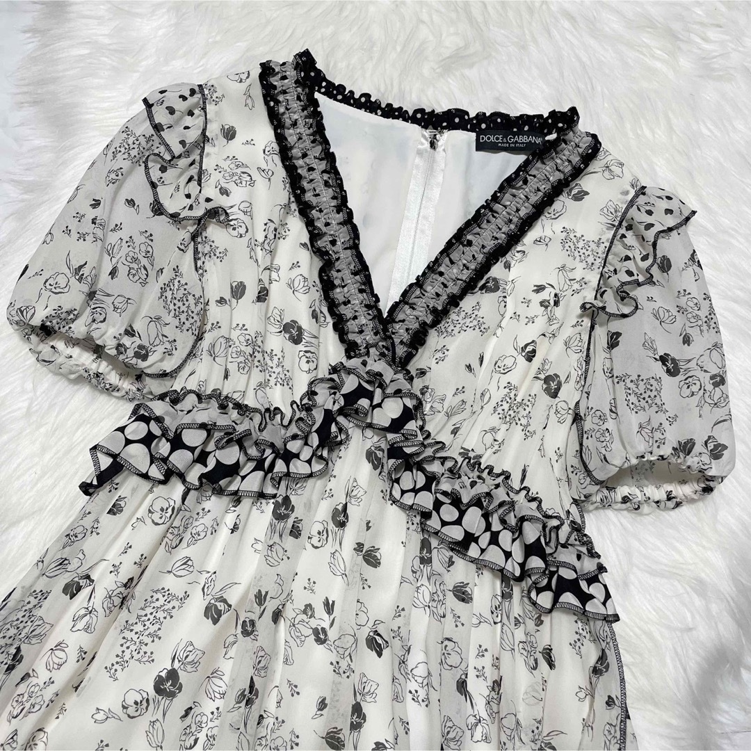 DOLCE&GABBANA - 本物 美品 ドルチェ&ガッバーナ 花柄 フリル 半袖