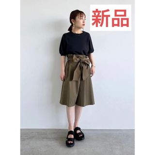 ルーニィ23年新品★洗えるUVカット接触冷感速乾ウエストリボンキュロットパンツ