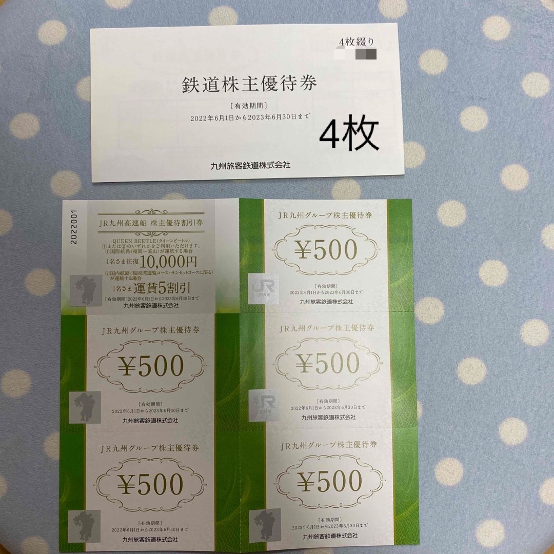 JR九州 鉄道株主優待券4枚のサムネイル