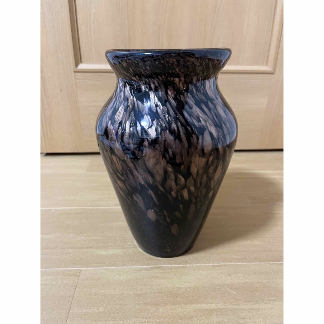 KAMEI GLASS 黒マーブル　花瓶