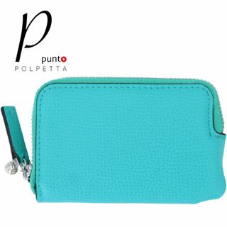 新品 P punto POLPETTA レザーラウンドジップミニ財布 ターコイズ