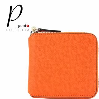 ポルペッタ(Polpetta)の新品 P punto POLPETTA レザーラウンドジップ二つ折財布 オレンジ(財布)