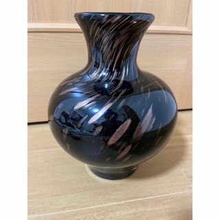 KAMEI GLASS  花瓶　黒　マーブル　丸型(花瓶)