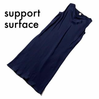 サポートサーフェス 美品 タグ付き 未使用品ドレス M ワンピース ネイビー(ロングドレス)