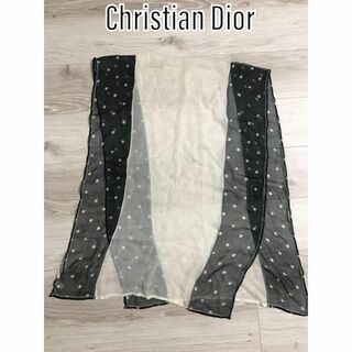 クリスチャンディオール(Christian Dior)の【良品】Christian Dior シルク100 ドット柄 ストール ショール(ストール/パシュミナ)