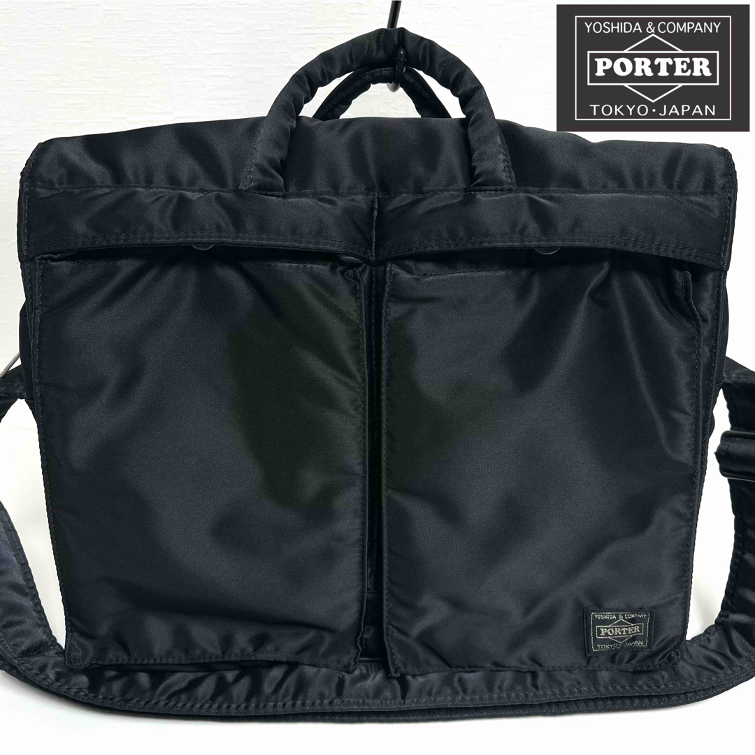 PORTER TANKER フラップ付き2wayショルダーバッグ　ブラック