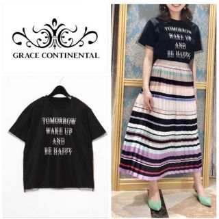 グレースコンチネンタル(GRACE CONTINENTAL)のDiagram ロゴ　tシャツ　ロゴプリントトップ　チュール(Tシャツ/カットソー(半袖/袖なし))