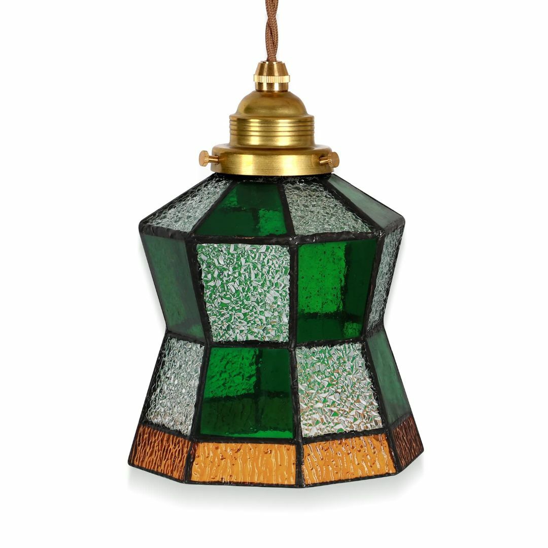 【色: Green】ペンダントライト 真鍮とガラス吊り下げ灯 引掛けシーリングラ