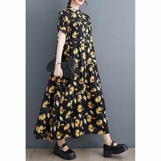 大きいサイズ レディース ワンピース 花柄 ロング 春夏 秋 新品 半袖の