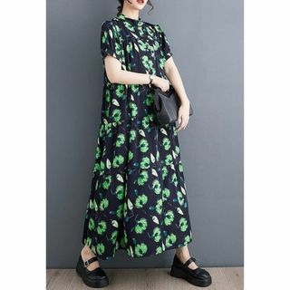 大きいサイズ レディース ワンピース 花柄 ロング 春夏 秋 新品 半袖の