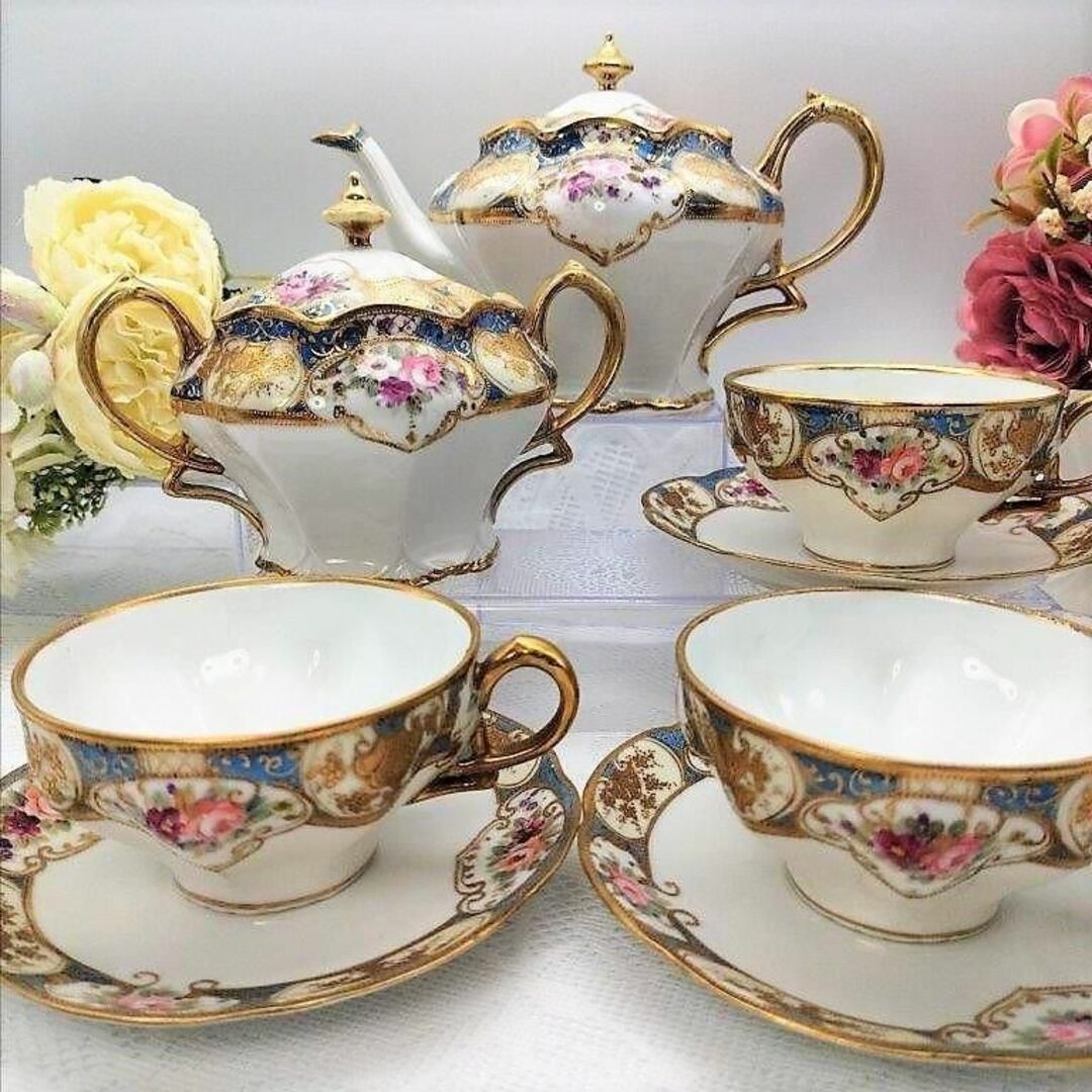 豪華 レア オールドノリタケ noritake マルキ印 ターコイズ ...