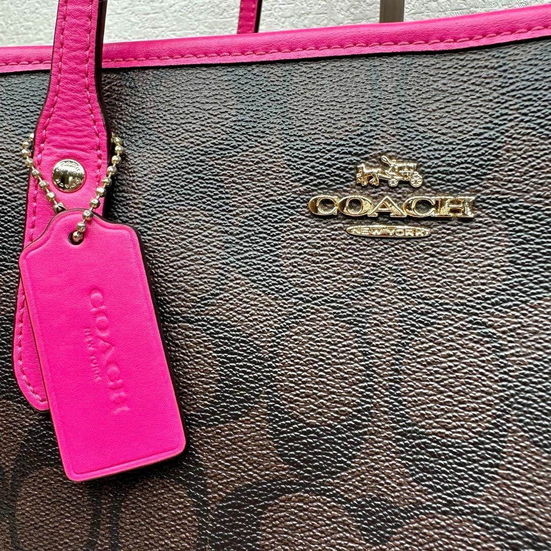 COACH - 【正規品】COACH シグネチャートートバッグ ピンク 通勤通学