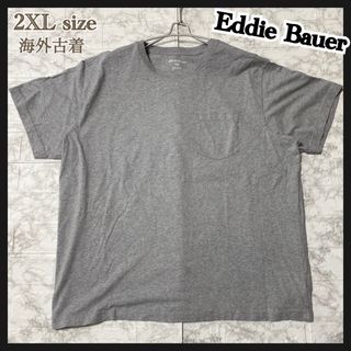 エディーバウアー(Eddie Bauer)の38. 2XL グレー 無地 半袖Tシャツ メンズ 海外古着 エディーバウアー (Tシャツ/カットソー(半袖/袖なし))