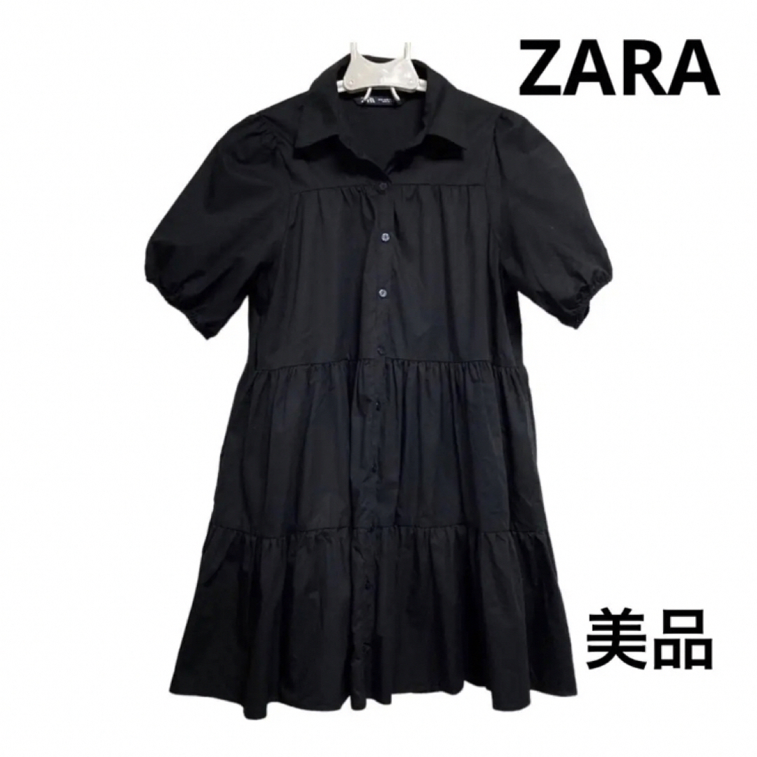 【未使用】zara ティアードワンピース　ブラック