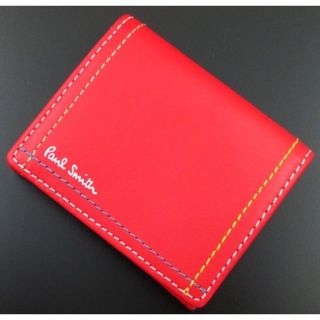 ポールスミス(Paul Smith)の贈り物に☆新品☆箱付 ポールスミス 人気4色ステッチ コインケース 赤(コインケース/小銭入れ)