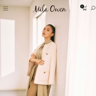 Mila owen  パッチポケット金ボタンロングツイードジャケット