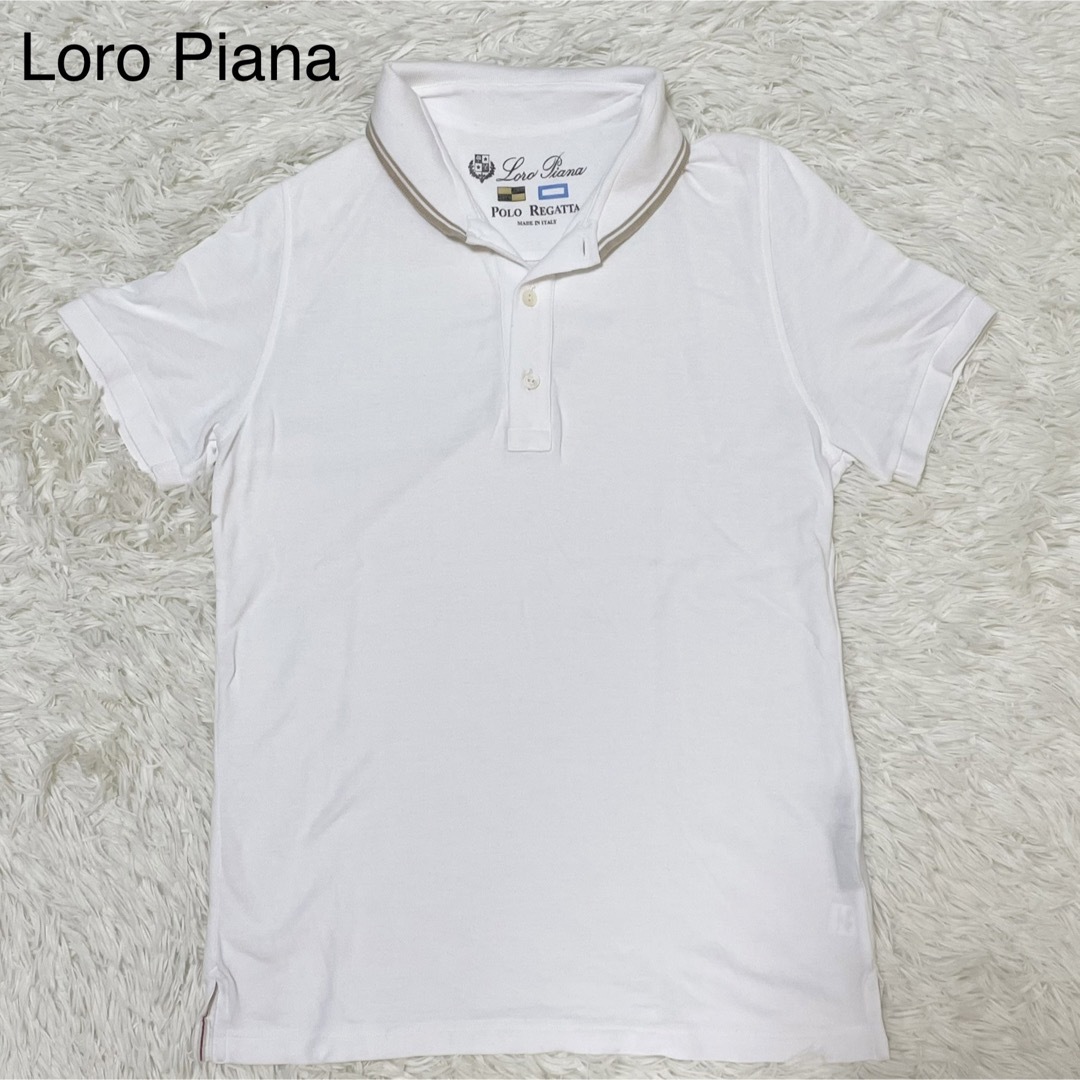 Loro Piana【希少 美品】半袖ポロシャツ S 白 ロロピアーナ メンズ38身幅