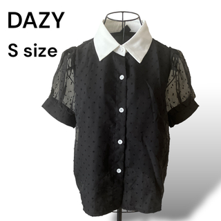 SHEIN DAZY パフスリーブ シャツ ブラウス 【S】ブラック(Tシャツ(半袖/袖なし))