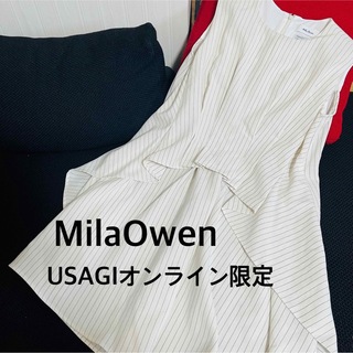 ミラオーウェン(Mila Owen)の【MilaOwen】ストライプタックワンピース  USAGIオンライン限定(ひざ丈ワンピース)