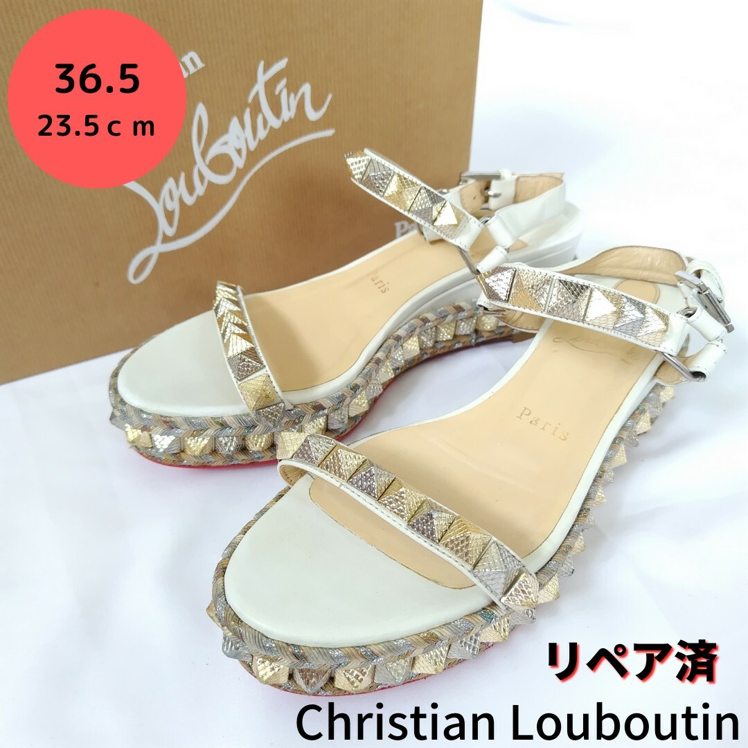 良品 綺麗 Christian Loubtin 装飾 ハイヒール サンダル 37