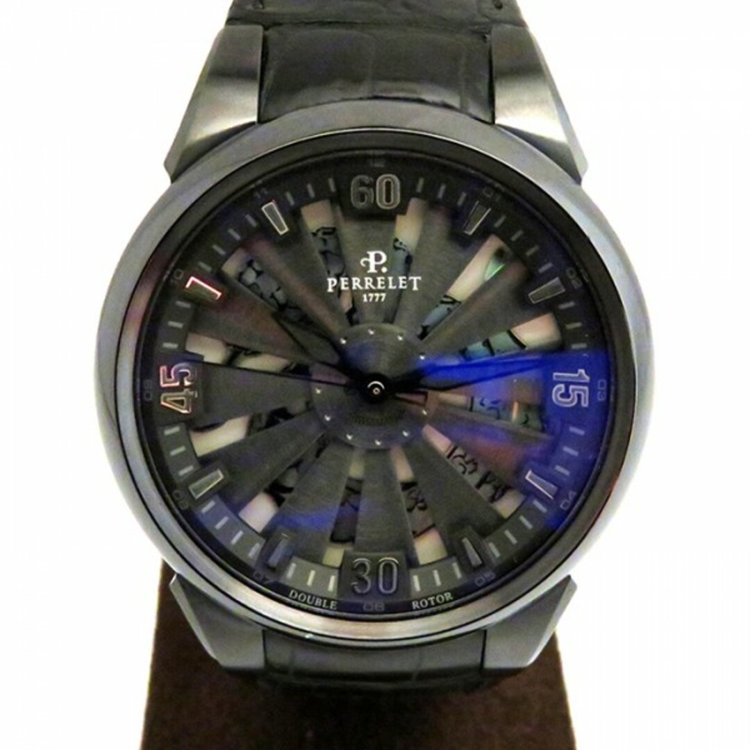 腕時計(アナログ)ペルレ PERRELET タービン A8001/1 ブラック文字盤 新古品 腕時計 メンズ