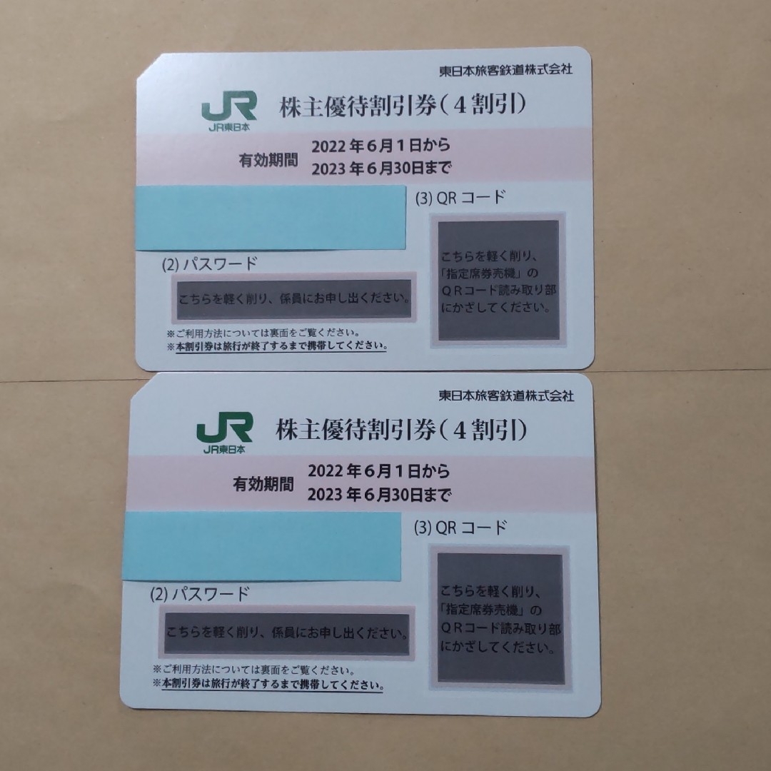匿名発送　JR東日本  株主優待　乗車券　割引券 (4割引) 2枚セット