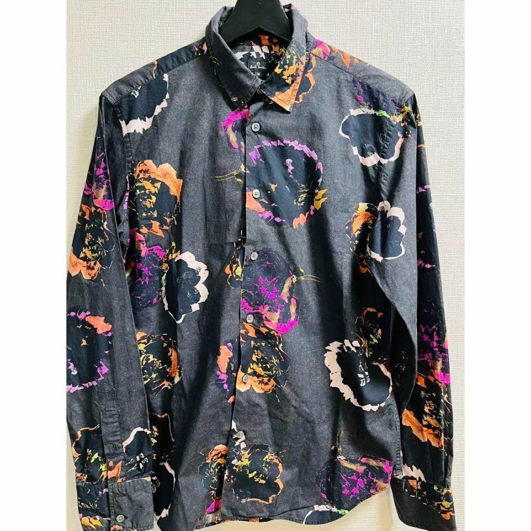 美品　ポールスミス　PaulSmith 花柄シャツ　植物柄　ネイビー