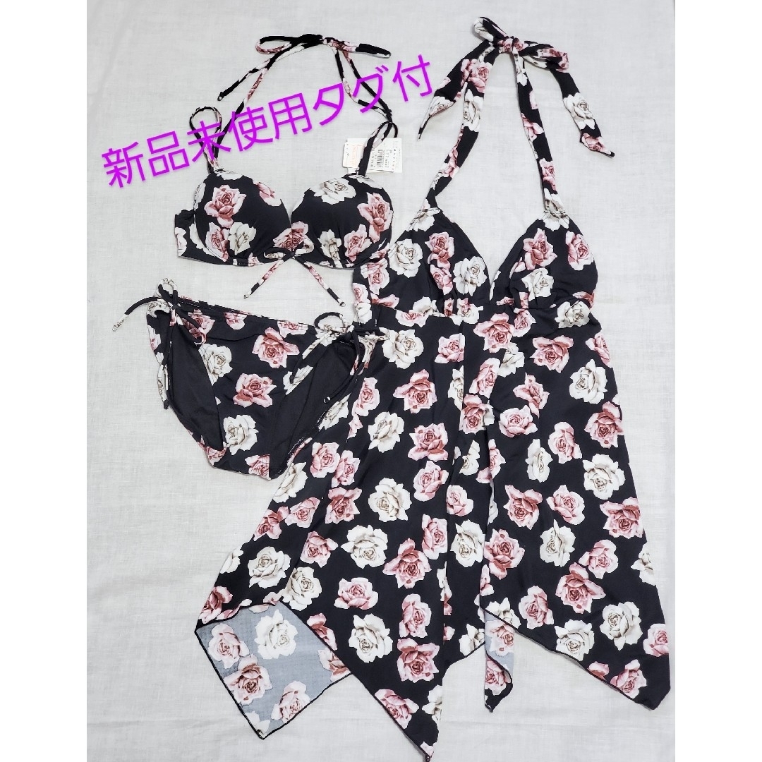aimer feel aimerfeel????エメフィール 水着3点セット 新品未使用タグ付 薔薇の通販 by ♡amiami♡ エメフィール aimerfeel 水着 3点セット L