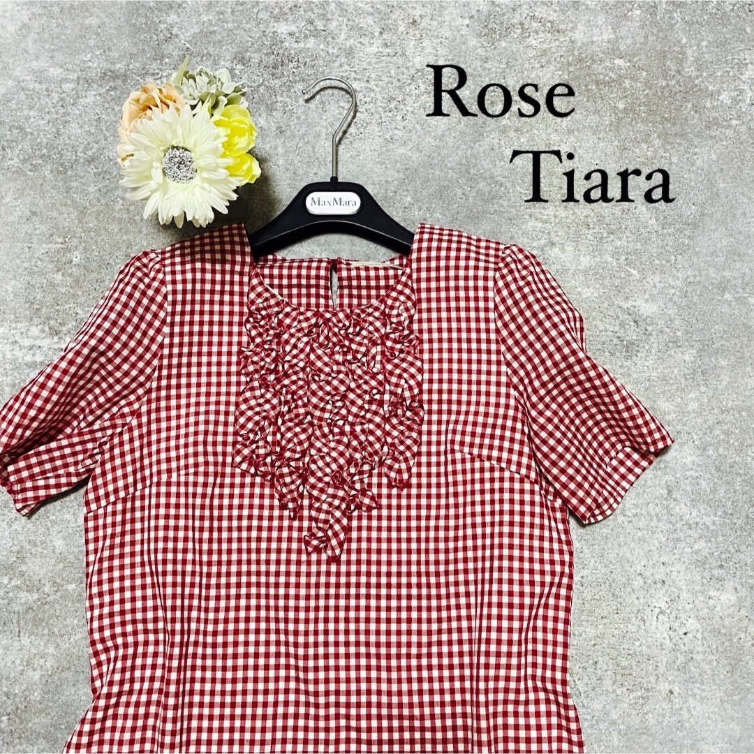 Rose Tiara(ローズティアラ)の♡レア♡Rose Tiaraローズティアラ ギンガムチェック ひざ丈ワンピース レディースのワンピース(ひざ丈ワンピース)の商品写真