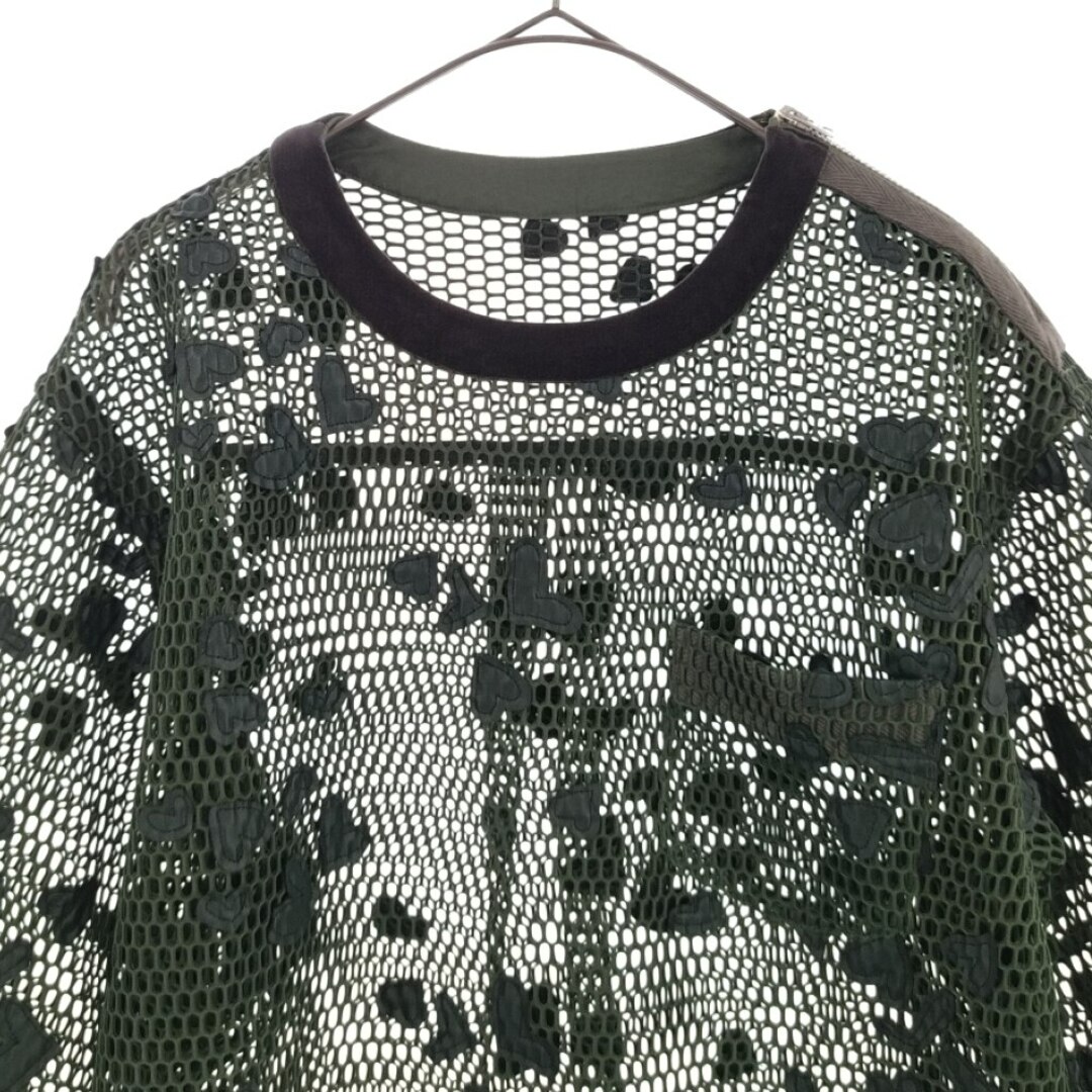 sacai - Sacai サカイ 18SS レザーハートパッチ メッシュ生地 半袖T