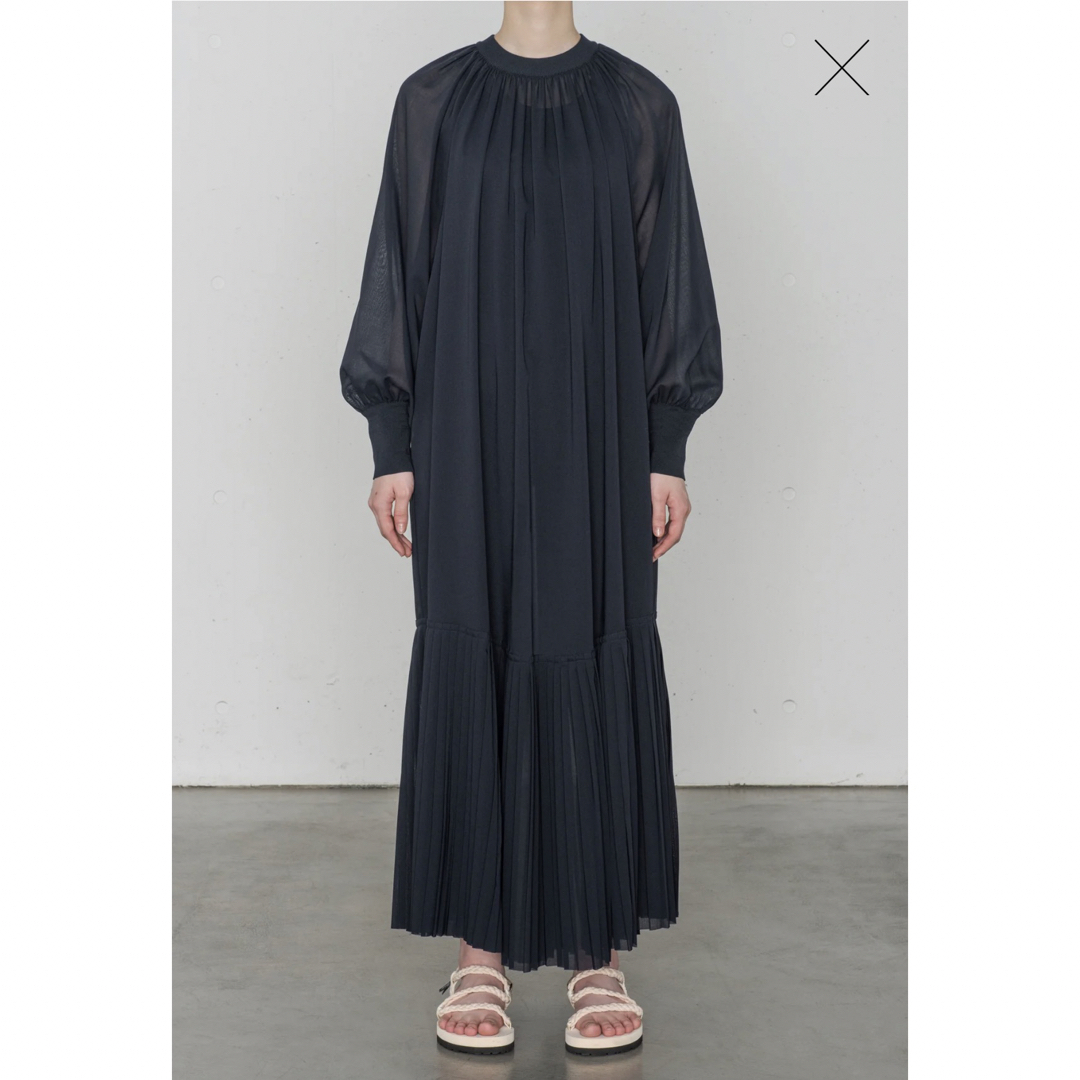 レディースHYKE SHIRRED VOILE DRESS Navy 1 ワンピース