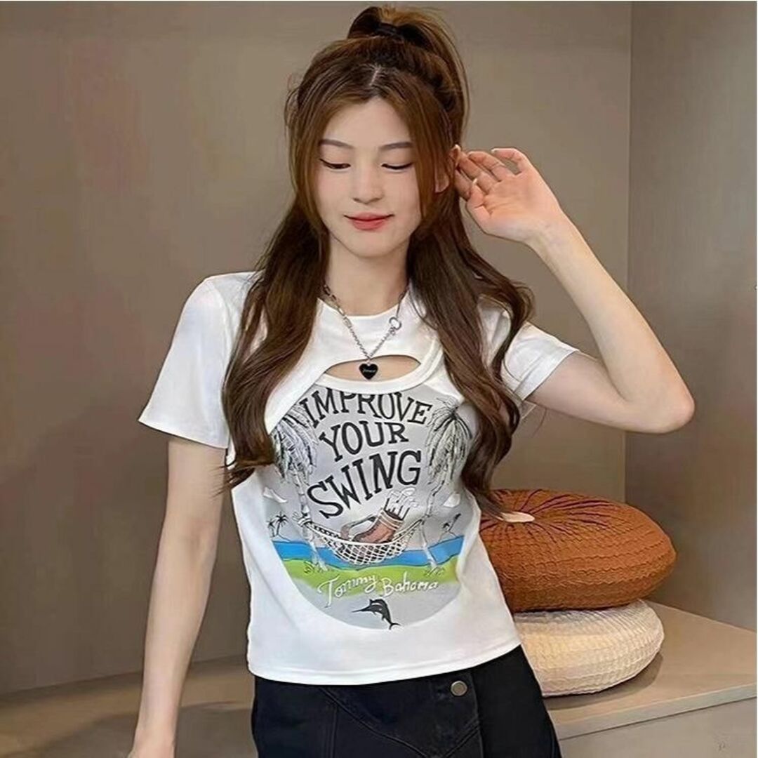 大きいサイズ レディース トップス Tシャツ 胸開き 春夏 秋 新品 半袖