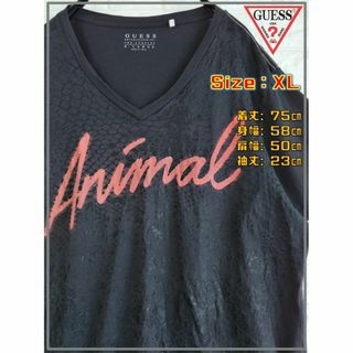 ゲス(GUESS)のGUESS ゲス アニマル パイソン柄 デカロゴ ダメージ Ｔシャツ　3263(Tシャツ/カットソー(半袖/袖なし))