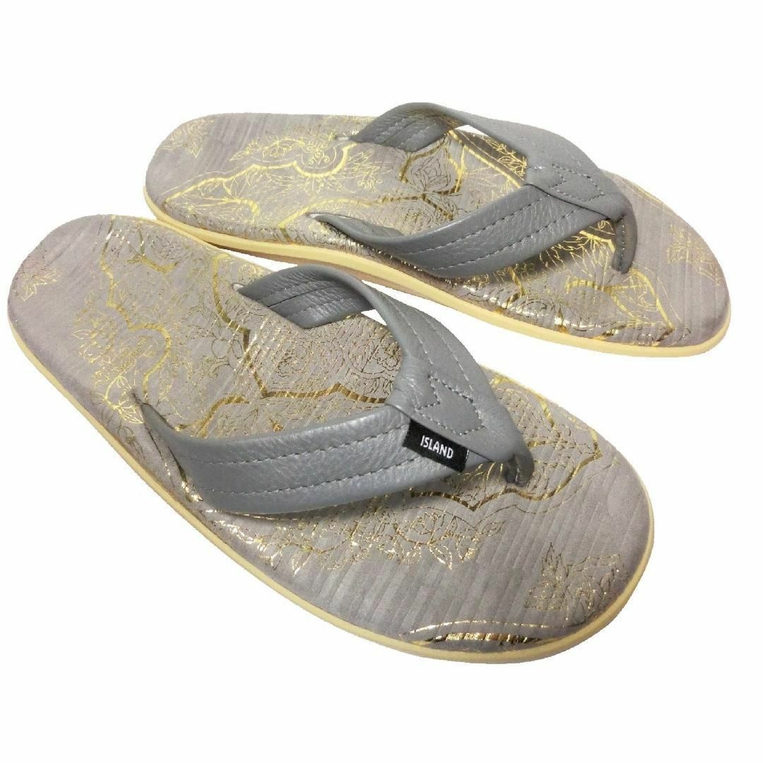 ISLAND SLIPPER(アイランドスリッパ)の♂♀【新品】アイランドスリッパ サンダル 7 グレー系 和柄 メンズの靴/シューズ(サンダル)の商品写真