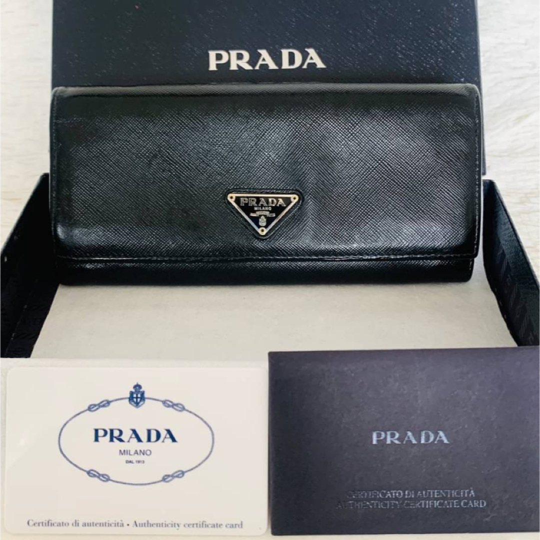 PRADA - 美品☆PRADA サファイアーノレザー 折り財布 三角プレート