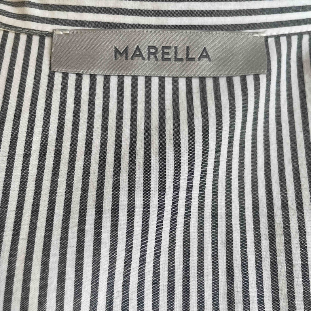 Max Mara(マックスマーラ)のMARELLA マレーラ☆ シャツワンピース ストライプ柄 レース Sサイズ レディースのワンピース(ひざ丈ワンピース)の商品写真