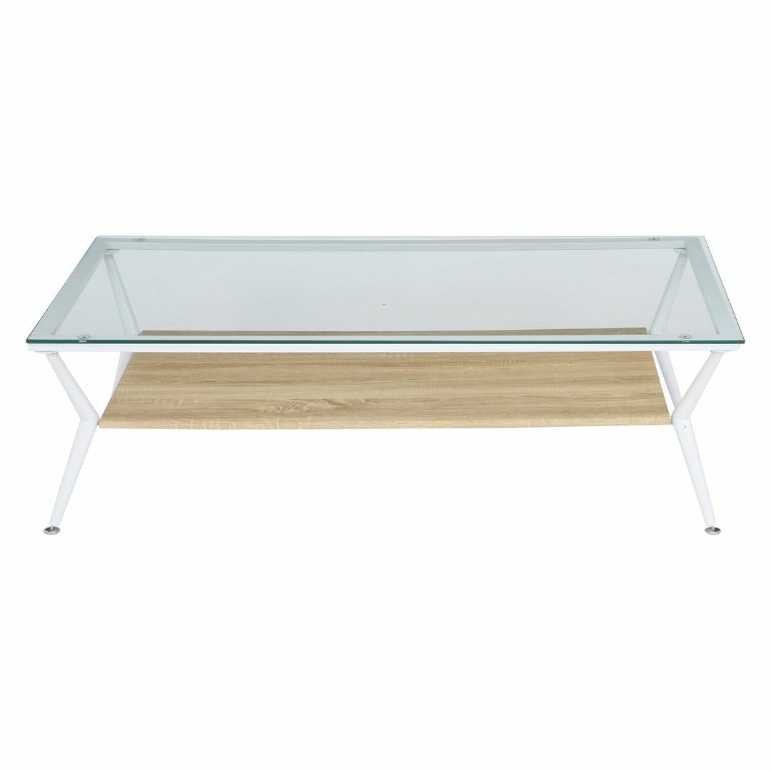 ガラス天板リビングテーブル ホワイトナチュラル W120