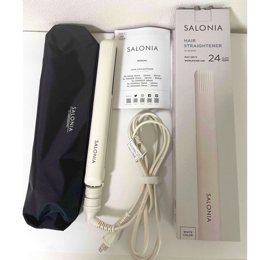 SALONIA  ストレートアイロン　SL-004SW  24mm  ホワイト スマホ/家電/カメラの美容/健康(ヘアアイロン)の商品写真